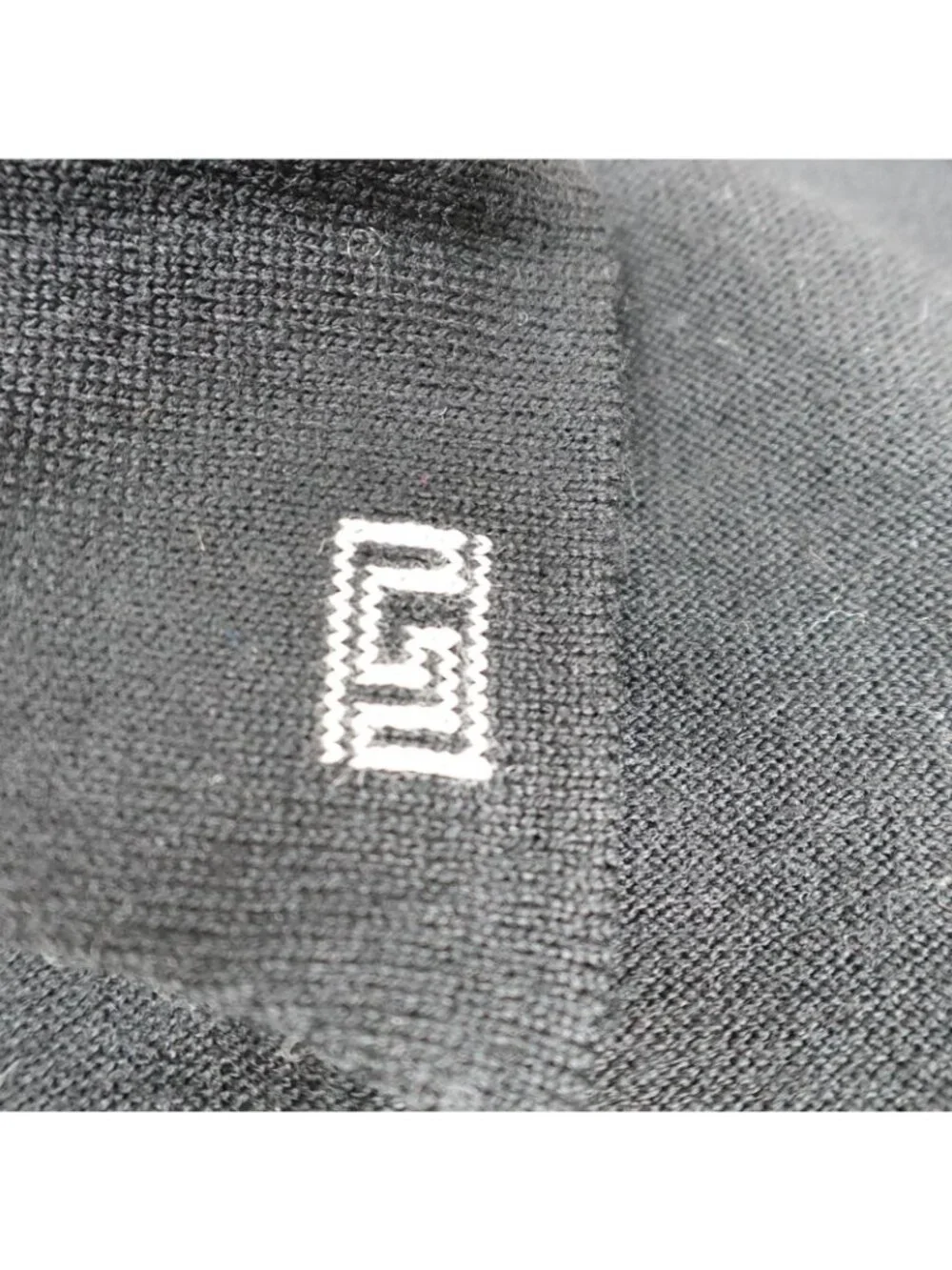 Versace Mens Sweater 2XL Black Jacquard Polo 100% Merino Wool Vintage Italy